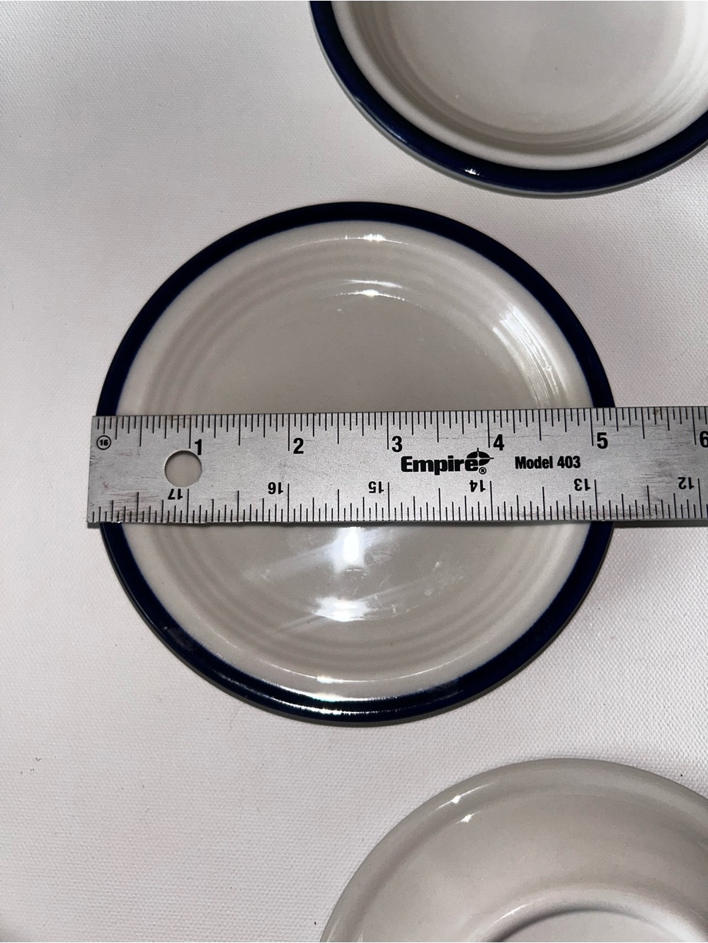 Set of 8 Vintage Sterling China Bread & Butter Plates Wellsville Ohio Blue Rim - Picture 10 of 12